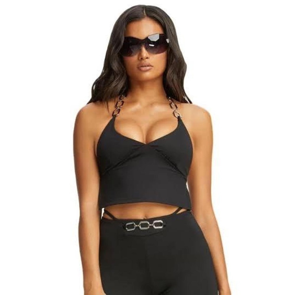 IAMGIA Sares link top silver hardware crop halter black